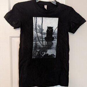 black cat spooky graphic short sleeve T-shirt S